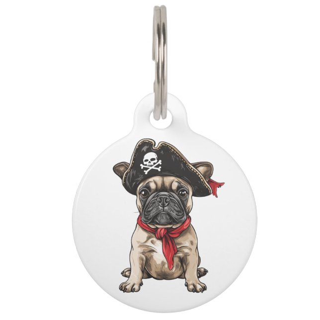 Prettig Halloween Piraat Franse Bulldog Huisdierpenning (Voorkant)