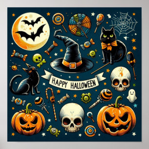 Prettig Halloween Plezier & Griezels Poster
