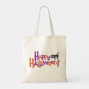Prettig Halloween Plezierige Zwarte Kat Tote Bag