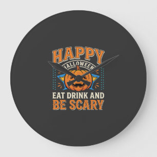Prettig Halloween Pompoen Eten Drinken Wees Eng_1 Grote Klok