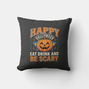 Prettig Halloween Pompoen Eten Drinken Wees Eng_1 Kussen
