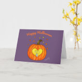 Prettig Halloween Pompoen Hart Kaart (Gele Bloem)