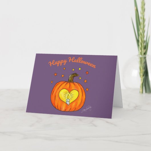 Prettig Halloween Pompoen Hart Kaart (Voorkant)