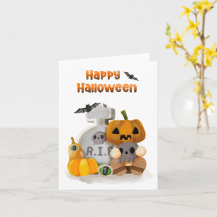 Prettig Halloween Pompoen Hoofd RIP Kaart