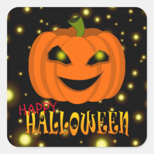 Prettig Halloween Pompoen Met Glitters Vierkante Sticker