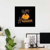 Prettig Halloween Pompoen Poster (Thuiskantoor)