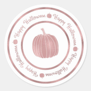 Prettig Halloween & Pompoen Roze Gouden Glam Trend Ronde Sticker