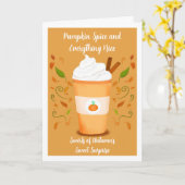 Prettig Halloween Pompoen Spice Latte Kaart (Gele Bloem)