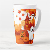 Prettig Halloween Pompoen Spook Bos 🎃 Latte Mok (Rechterhoek)