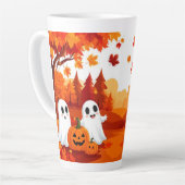 Prettig Halloween Pompoen Spook Bos 🎃 Latte Mok (Linkerhoek)