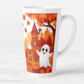 Prettig Halloween Pompoen Spook Bos 🎃 Latte Mok (Rechts)