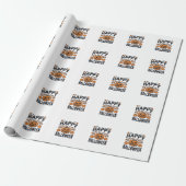 Prettig Halloween Pompoen Vintage Gravure Ontwerp_ Cadeaupapier (Uitgerold)