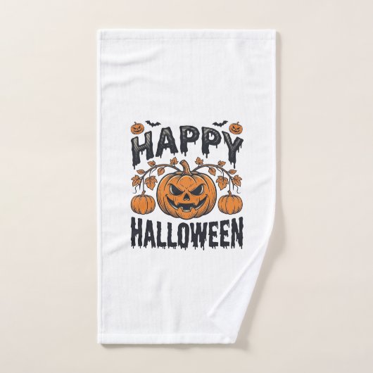 Prettig Halloween Pompoen Vintage Gravure Ontwerp_ Handdoek (Handdoek)