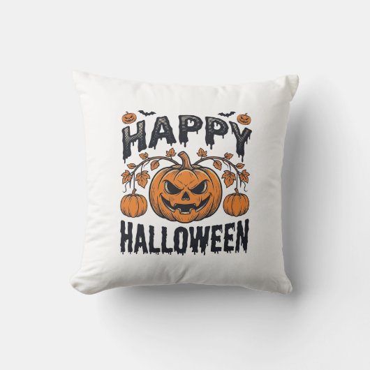 Prettig Halloween Pompoen Vintage Gravure Ontwerp_ Kussen (Voorkant)