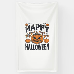 Prettig Halloween Pompoen Vintage Gravure Ontwerp_ Spandoek