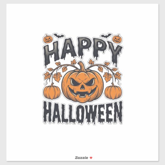 Prettig Halloween Pompoen Vintage Gravure Ontwerp_ Sticker (Vel)