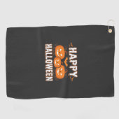Prettig Halloween Pompoen Vleermuis Vector Golfhanddoek (Horizontaal)