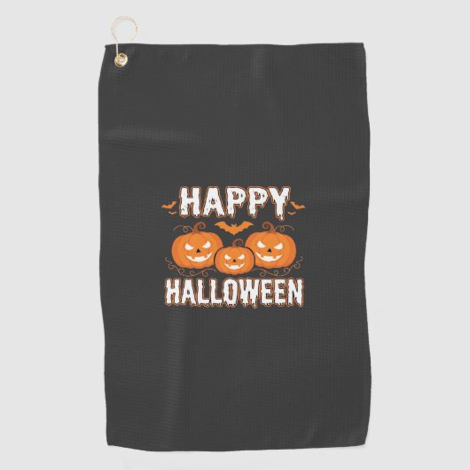 Prettig Halloween Pompoen Vleermuis Vector Golfhanddoek (Voorkant)
