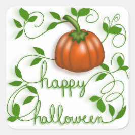 Prettig Halloween Pompoenranken Vierkante Sticker