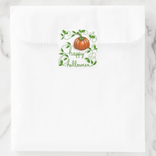 Prettig Halloween Pompoenranken Vierkante Sticker (Tas)