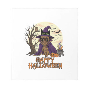 Prettig Halloween Pugs Heksenhoed Ketel Pompoenen_ Notitieblok