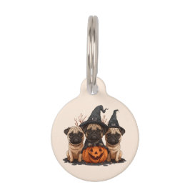Prettig Halloween Pugs Jack O Lanterns Huisdierpenning