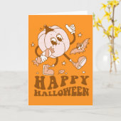 Prettig Halloween| Retro Stippele Pump Kaart (Gele Bloem)