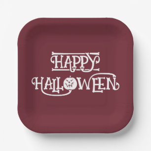 'Prettig Halloween' Rijk Bourgondisch Wijn Feest  Papieren Bordje