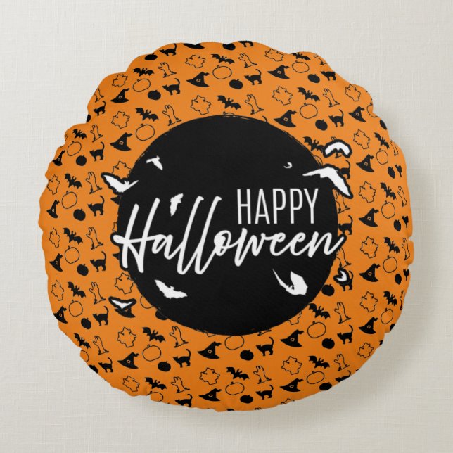 Prettig Halloween Rond Kussen (Voorkant)