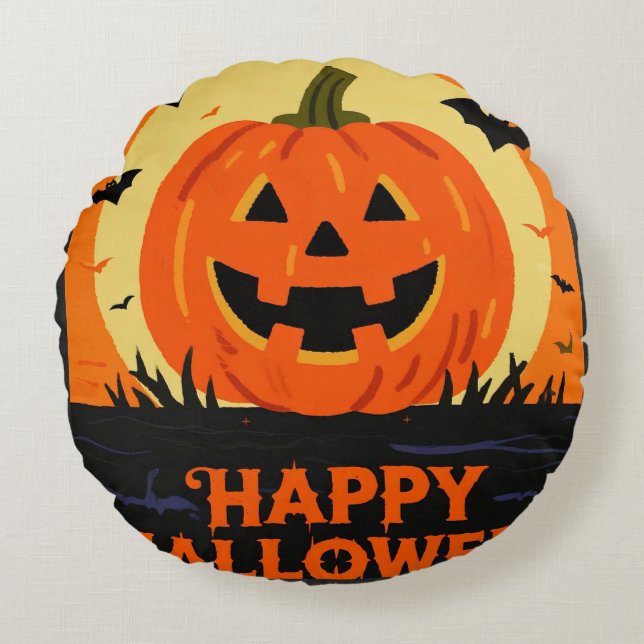 Prettig Halloween Rond Kussen (Voorkant)