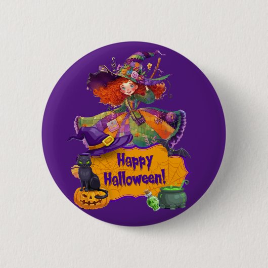 Prettig Halloween Ronde Button 5,7 Cm (Voorkant)