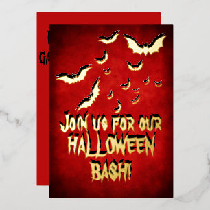 Prettig Halloween Rood Zwart Goud Folie Uitnodiging