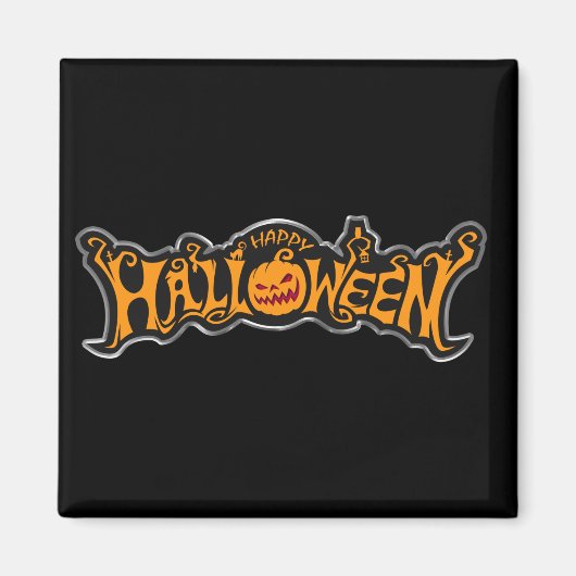 Prettig Halloween Ruby Eye Pompoen Zilveren Frame Magneet (Voorkant)