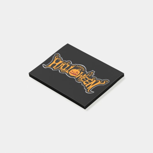 Prettig Halloween Ruby Eye Pompoen Zilveren Frame Post-it® Notes (Schuin)