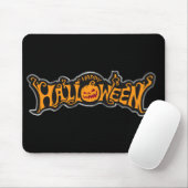 Prettig Halloween Ruby Eye Pumpkin Zilveren Frame Muismat (Met muis)
