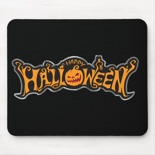 Prettig Halloween Ruby Eye Pumpkin Zilveren Frame Muismat (Voorkant)