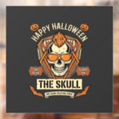 Prettig Halloween Schedel Mohawk Zonnebril Pompoen Raamsticker (Vel 2)