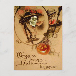 Prettig Halloween Schedel Zombie Ondoden Jack O La Briefkaart