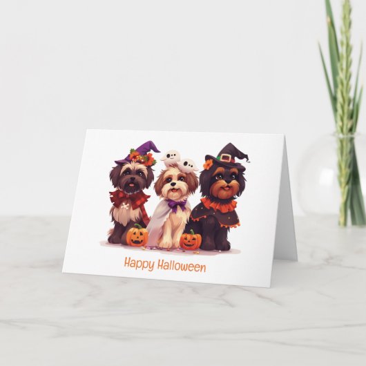 Prettig Halloween Shih Tzu Honden Feestdagen Kaart (Voorkant)