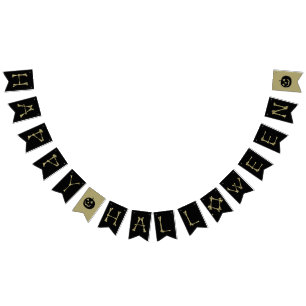Prettig Halloween Skelet Botten Letters Vlaggetjes
