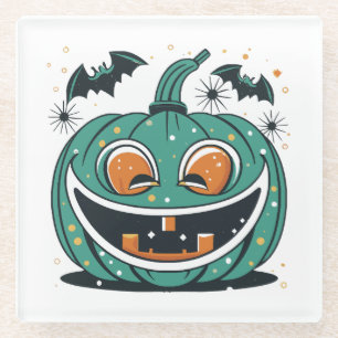 Prettig Halloween! Snij een pompoen uit! Glazen Onderzetter