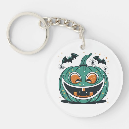 Prettig Halloween! Snij een pompoen uit! Sleutelhanger (Voorkant)