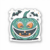 Prettig Halloween! Snij een pompoen uit! Sticker (Voorkant)