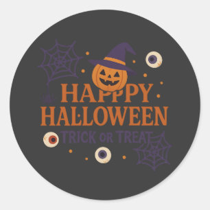 Prettig Halloween Snoep of een Leuke Streek Pompoe Ronde Sticker