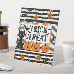 Prettig Halloween, snoep of een poets, Reclamebord Met Voetstuk