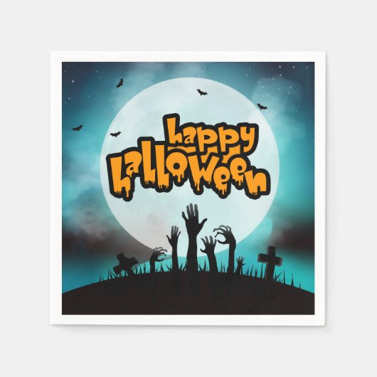 Prettig Halloween Spelonkende Zombie Feest Servet (Voorkant)