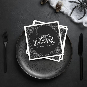 Prettig Halloween Spinnenweb Eten Drinken Wees Eng Servet