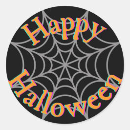 Prettig Halloween Spinnenweb  Ronde Sticker
