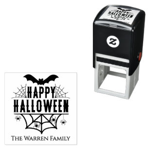 Prettig Halloween Spinnenweb Spinnen Vleermuizen F Zelfinktende Stempel