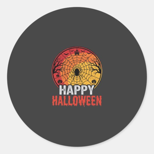 Prettig Halloween Spinnenweb Vectorontwerp Ronde Sticker (Voorkant)